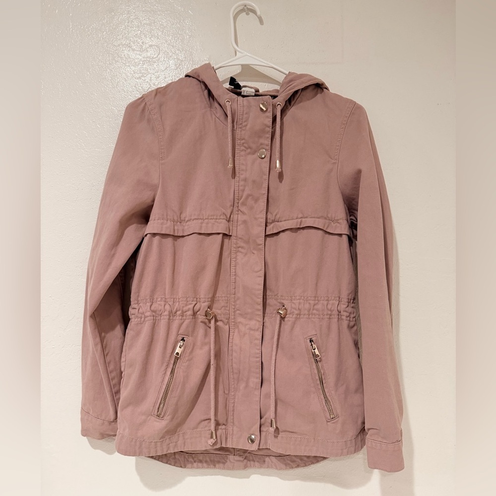H&M Divided Pink Blush Hooded Full Zip Cotton Jacket size 6